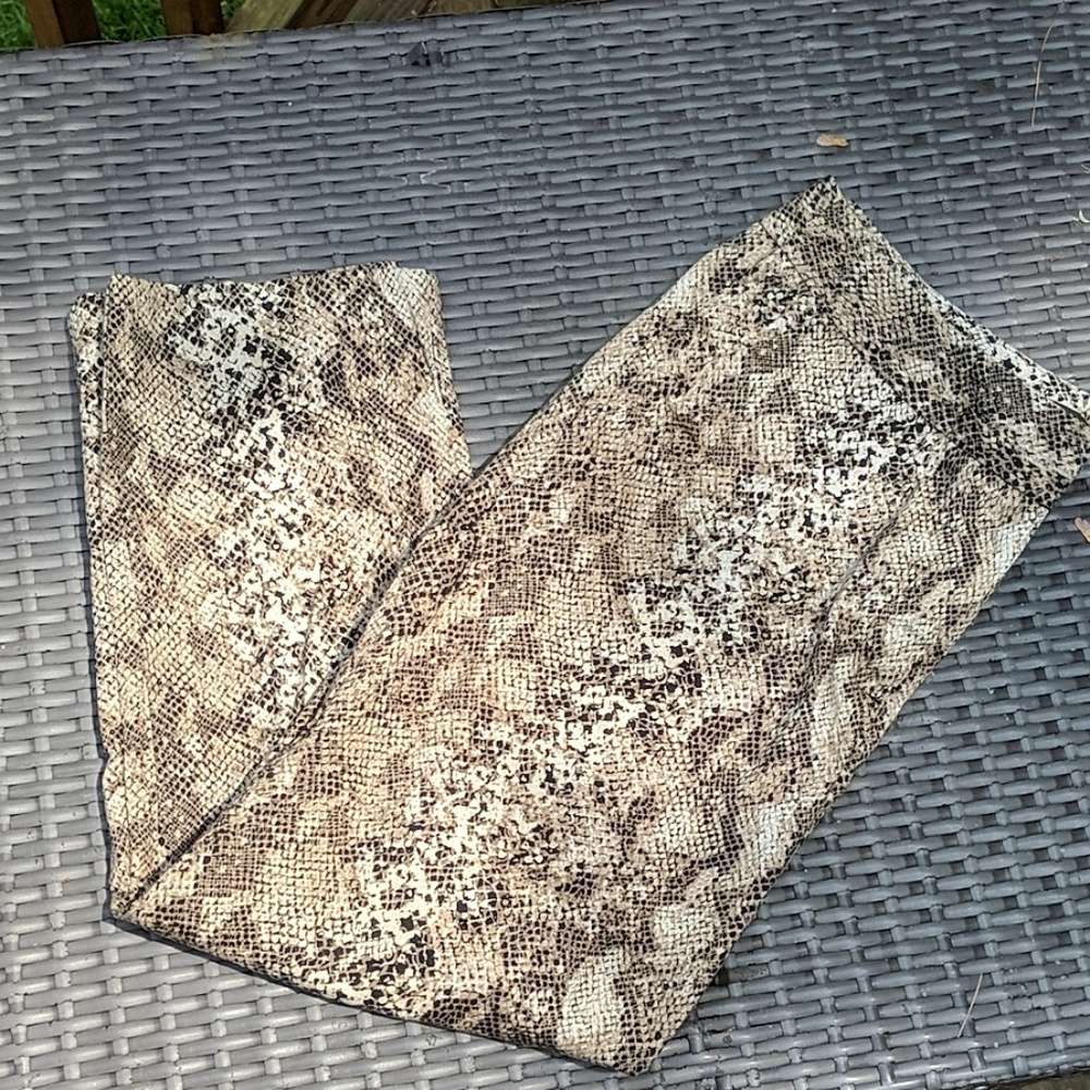 Crop snakeskin dress pants